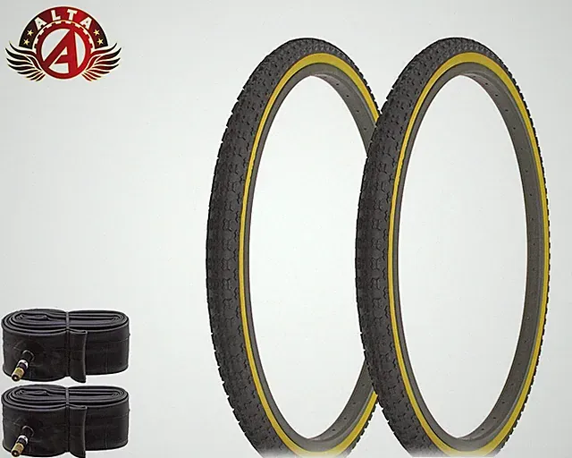 2 ALTA Bicycle 26" x 1.75" BLACK GUM COMP III FREESTYLE BMX TIRES BIKES w/TUBES.