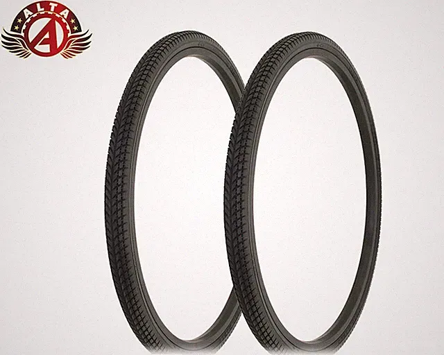 2 ALTA BICYCLE WIRE BEAD TIRES 26 x 1.50 BLACK TWIN MARCH SEMI-SLICK TREAD.