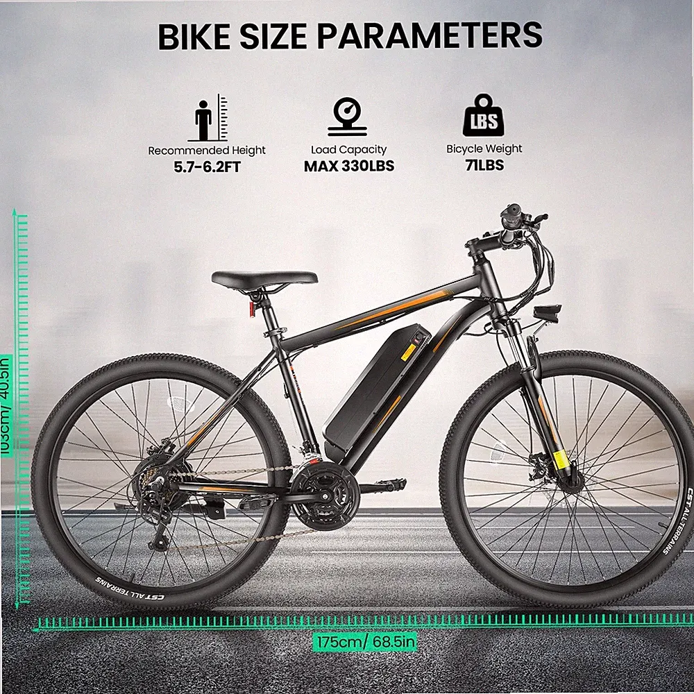 21-Speed Adult Electric Hybrid Bike, 22mph Comfortable Mountain Electric Bike
