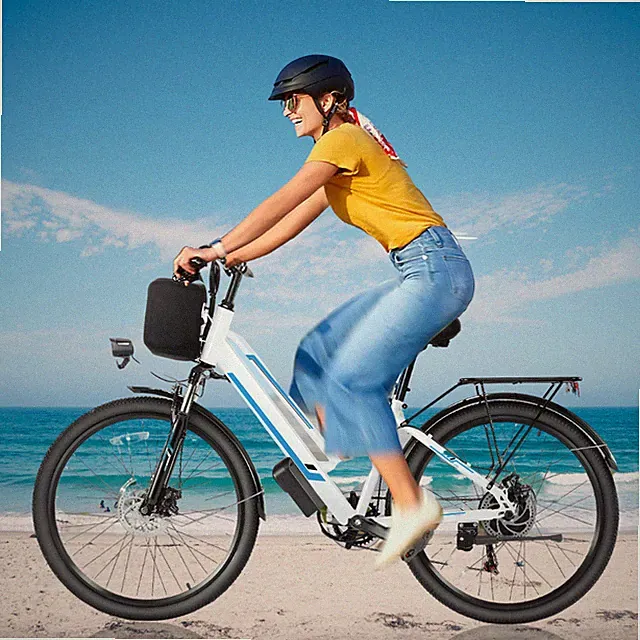 26" Electric Bike 7Speed Commuting Bicycle 500W 48V Cruiser Beach Ebike Low Step