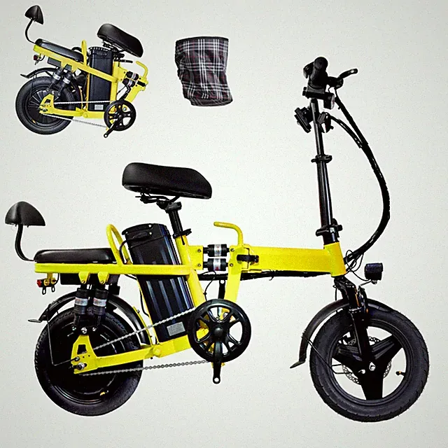 750W Peak Electric Bike 14" 48V 20Ah Mini Commuter Folding Ebike 20MPH 50Miles