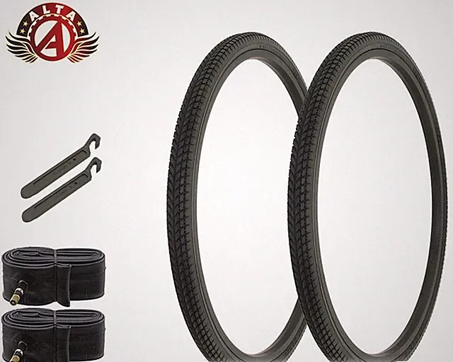 ALTA BICYCLE WIRE BEAD TIRES 26 x 1.50 BLACK TWIN MARCH SEMI-SLICK 6pc SET.