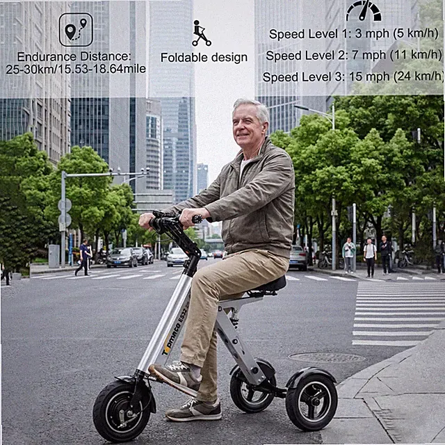 ES32 Electric Tricycle Adult, Topmate 24KM/H Foldable 3 Wheel Mobility Scooter