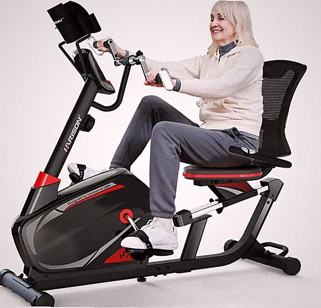 HARISON Recumbent Exercise Bike with Arm Exerciser Cross Trainer for Seniors Gym