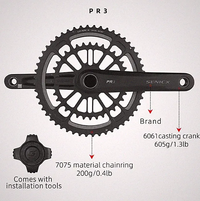 Road Bicycle Crankset 165/170/172.5/175mm Chainring 46-30T/50-34T/52-36T Cranks