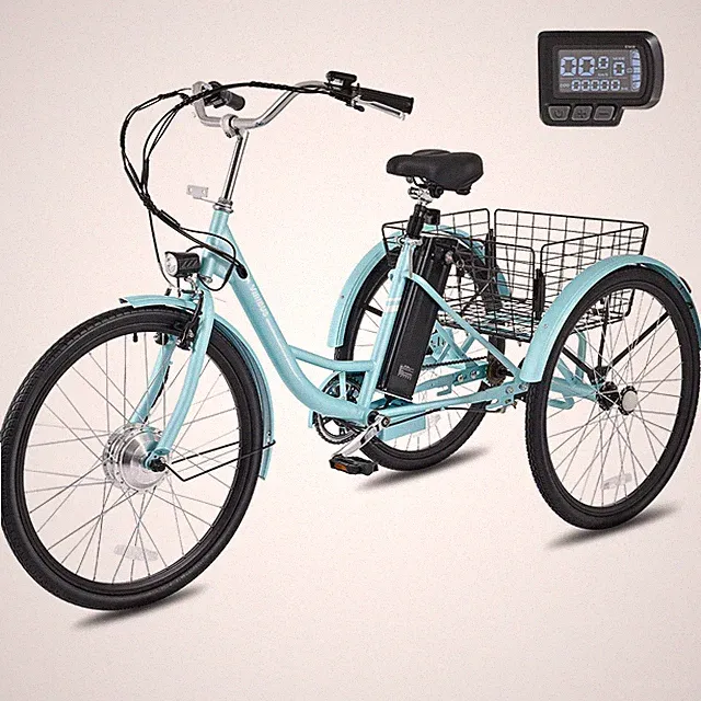 VIRIBUS 24"/26" Adult Electric Tricycle Trike 36V 250W Lithium Battery UL Stand